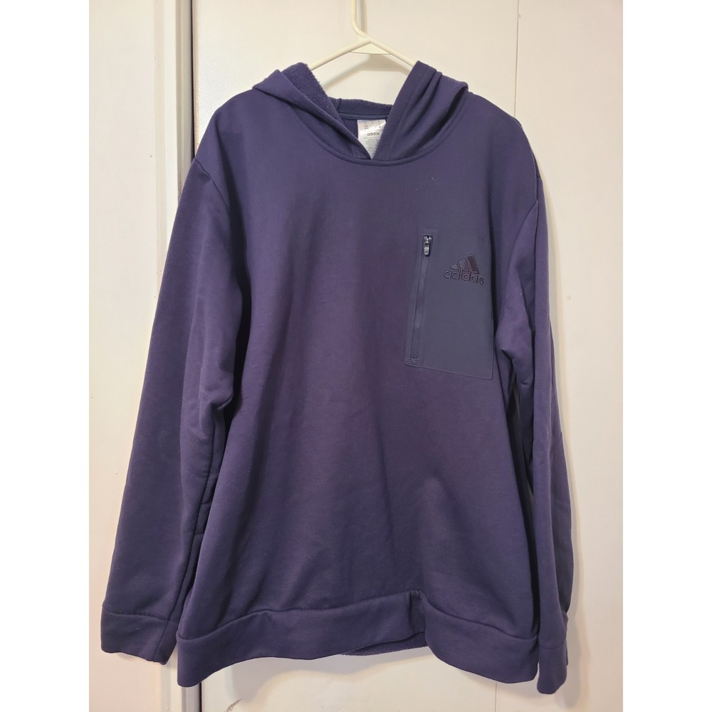 Adidas Men's Regular Fit Kangaroo Pocket Long Sleeve Hoodie. Navy Size XL